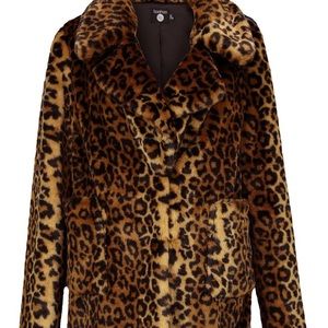 Faux Fur Leopard Print Coat